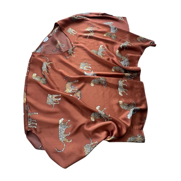 Anthropologie Animal Print Top – Leopard Pattern Burnt Orange Blouse, s/m - Picture 3 of 7